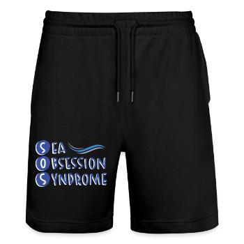 Humour Bien-être Mer - Short de jogging bio TRAINER Stanley/Stella unisexe - noir - Devant - Nik (191cm) & Marisol (170cm)