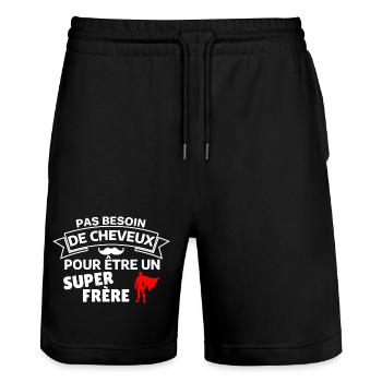 Humour Capes et Fraternité - Short de jogging bio TRAINER Stanley/Stella unisexe - noir - Devant - Nik (191cm) & Marisol (170cm)