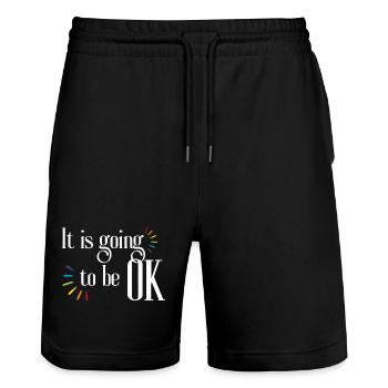 Es wird alles gut Zitat Inspiration und Motivation - Stanley/Stella Unisex Bio Joggingshorts Trainer  - Schwarz - Vorne - Nik (191cm) & Marisol (170cm)