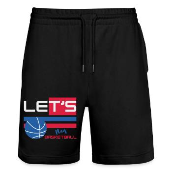 Lest's Play Basketball - Player Basketball - Short de jogging bio TRAINER Stanley/Stella unisexe - noir - Devant - Nik (191cm) & Marisol (170cm)