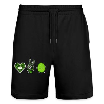 Love Peace Happiness - Stanley/Stella Unisex Bio Joggingshorts Trainer  - Schwarz - Vorne - Nik (191cm) & Marisol (170cm)