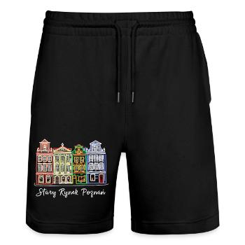 Alter Markt Posen, Polen historische Fassaden - Stanley/Stella Unisex Bio Joggingshorts Trainer  - Schwarz - Vorne - Nik (191cm) & Marisol (170cm)
