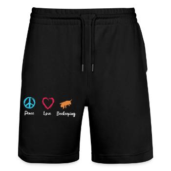 Frieden Liebe Imkerei - Stanley/Stella Unisex Bio Joggingshorts Trainer  - Schwarz - Vorne - Nik (191cm) & Marisol (170cm)