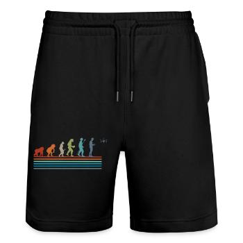 Vintage-Retro-Evolution-Drohne - Stanley/Stella Unisex Bio Joggingshorts Trainer  - Schwarz - Vorne - Nik (191cm) & Marisol (170cm)