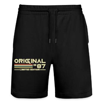 1987 - Stanley/Stella Unisex Bio Joggingshorts Trainer  - Schwarz - Vorne - Nik (191cm) & Marisol (170cm)