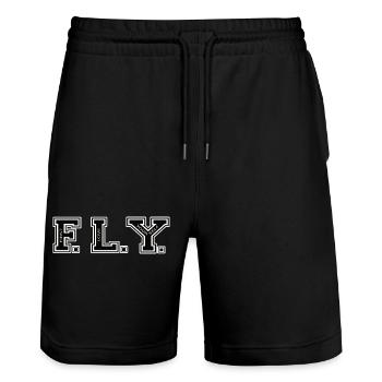 Selbstliebe Motivation FIRST LOVE YOURSELF - Stanley/Stella Unisex Bio Joggingshorts Trainer  - Schwarz - Vorne - Nik (191cm) & Marisol (170cm)