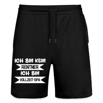Opa Senior Ruhestand Statement Freizeit Pensionist - Stanley/Stella Unisex Bio Joggingshorts Trainer  - Schwarz - Vorne - Nik (191cm) & Marisol (170cm)