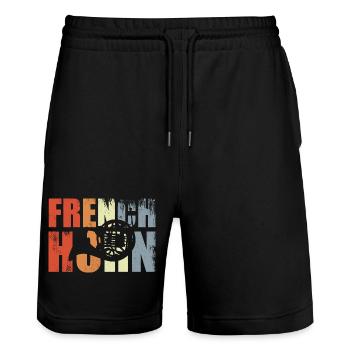 Vintage French Horn - Stanley/Stella Trainer Unisex Organic Jogging Shorts - black - Front - Nik (191cm) & Marisol (170cm)