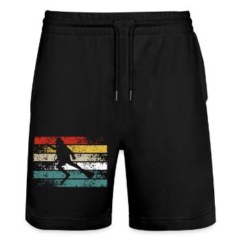 Retro Streifen Silhouette Tanz - Stanley/Stella Unisex Bio Joggingshorts Trainer  - Schwarz - Vorne - Nik (191cm) & Marisol (170cm)