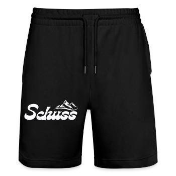Schuss ! A FOND LE SKI - Short de jogging bio TRAINER Stanley/Stella unisexe - noir - Devant - Nik (191cm) & Marisol (170cm)