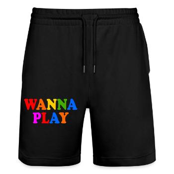 Wanna play - Stanley/Stella Unisex Bio Joggingshorts Trainer  - Schwarz - Vorne - Nik (191cm) & Marisol (170cm)