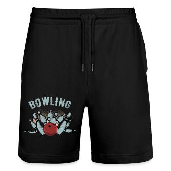 Bowling Strike Sketch - Stanley/Stella Trainer Unisex Organic Jogging Shorts - black - Front - Nik (191cm) & Marisol (170cm)
