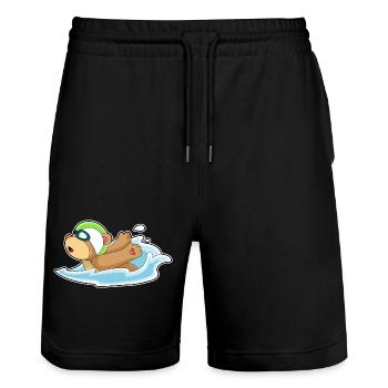 Bär Schwimmen Schwimmbrille Sommer - Stanley/Stella Unisex Bio Joggingshorts Trainer  - Schwarz - Vorne - Nik (191cm) & Marisol (170cm)