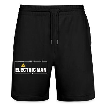 ELECTRIC MAN - Stanley/Stella Unisex Bio Joggingshorts Trainer  - Schwarz - Vorne - Nik (191cm) & Marisol (170cm)