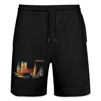 Munich - Short de jogging bio TRAINER Stanley/Stella unisexe - noir - Devant - Nik (191cm) & Marisol (170cm)
