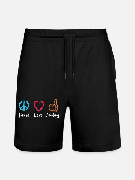 Peace Love Bowling - Stanley/Stella Trainer Unisex Organic Jogging Shorts - black