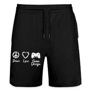 Game Development Motivation - Stanley/Stella Trainer Unisex Organic Jogging Shorts - black - Front - Nik (191cm) & Marisol (170cm)
