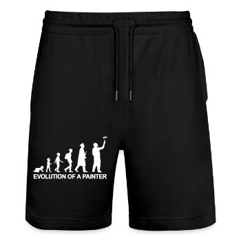 Development from child to painter - Stanley/Stella Trainer Unisex Organic Jogging Shorts - black - Front - Nik (191cm) & Marisol (170cm)