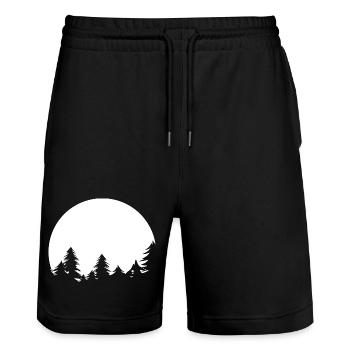 Mond Wald Bäume Natur Schatten Abend Ruhe Symbol - Stanley/Stella Unisex Bio Joggingshorts Trainer  - Schwarz - Vorne - Nik (191cm) & Marisol (170cm)