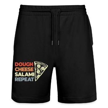 Drôle de dicton de pizza - Short de jogging bio TRAINER Stanley/Stella unisexe - noir - Devant - Nik (191cm) & Marisol (170cm)