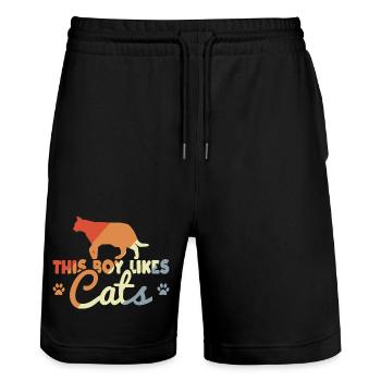 Kitten - Stanley/Stella Trainer Unisex Organic Jogging Shorts - black - Front - Nik (191cm) & Marisol (170cm)