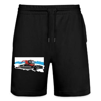 Snow groomer at work in the snow - Stanley/Stella Trainer Unisex Organic Jogging Shorts - black - Front - Nik (191cm) & Marisol (170cm)
