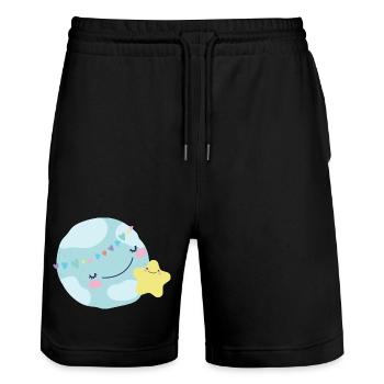 Pastel Planète Coeurs - Short de jogging bio TRAINER Stanley/Stella unisexe - noir - Devant - Nik (191cm) & Marisol (170cm)