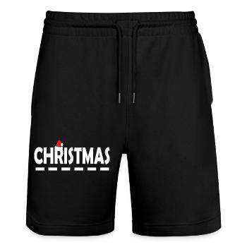 Christmas with red santa hat - Stanley/Stella Trainer Unisex Organic Jogging Shorts - black - Front - Nik (191cm) & Marisol (170cm)