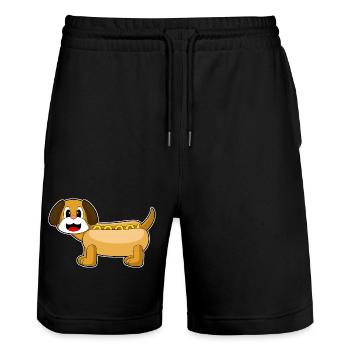 Hund Hotdog - Stanley/Stella Unisex Bio Joggingshorts Trainer  - Schwarz - Vorne - Nik (191cm) & Marisol (170cm)