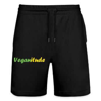 Légumes Humour je suis vegan - Short de jogging bio TRAINER Stanley/Stella unisexe - noir - Devant - Nik (191cm) & Marisol (170cm)