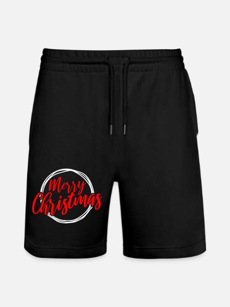 Frohe Weihnachten Script Circle - Stanley/Stella Unisex Bio Joggingshorts Trainer - Schwarz
