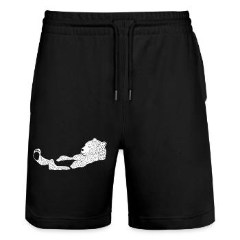 Polar Bear, the Swimmer - Stanley/Stella Trainer Unisex Organic Jogging Shorts - black - Front - Nik (191cm) & Marisol (170cm)