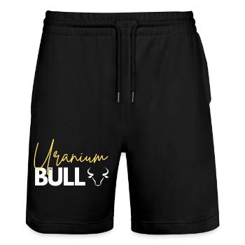 Uranium Bull Investor Commodity Trader Shirt - Stanley/Stella Unisex Bio Joggingshorts Trainer  - Schwarz - Vorne - Nik (191cm) & Marisol (170cm)