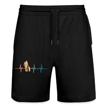 Battement de cœur papa - Short de jogging bio TRAINER Stanley/Stella unisexe - noir - Devant - Nik (191cm) & Marisol (170cm)