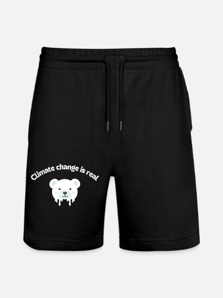 Melting Polar Bear Portrait - Stanley/Stella Trainer Unisex Organic Jogging Shorts - black