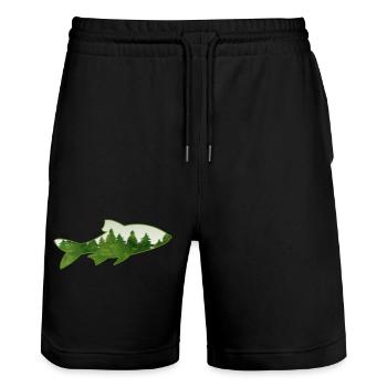 Angler Angler Fish Forest Nature - Stanley/Stella Trainer Unisex Organic Jogging Shorts - black - Front - Nik (191cm) & Marisol (170cm)