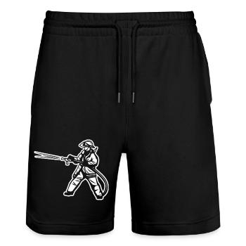 Pompier - Short de jogging bio TRAINER Stanley/Stella unisexe - noir - Devant - Nik (191cm) & Marisol (170cm)