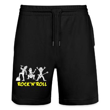 Retro Rock 'n' Roll Music Band Design - Stanley/Stella Trainer Unisex Organic Jogging Shorts - black - Front - Nik (191cm) & Marisol (170cm)