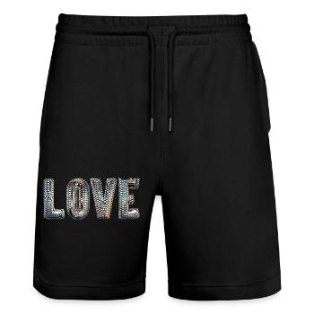L’amour disco - Short de jogging bio TRAINER Stanley/Stella unisexe - noir - Devant - Nik (191cm) & Marisol (170cm)