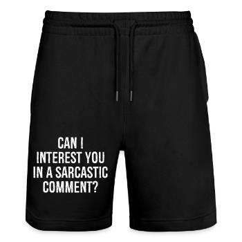 kann ich Sie in einem sarkastischen Kommentar lustig interessieren - Stanley/Stella Unisex Bio Joggingshorts Trainer  - Schwarz - Vorne - Nik (191cm) & Marisol (170cm)