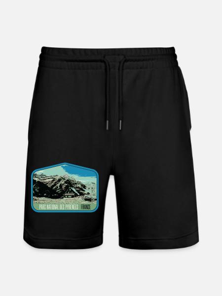 Pyrenees Landscape Escutcheon: Authentic Nature - Stanley/Stella Trainer Unisex Organic Jogging Shorts - black