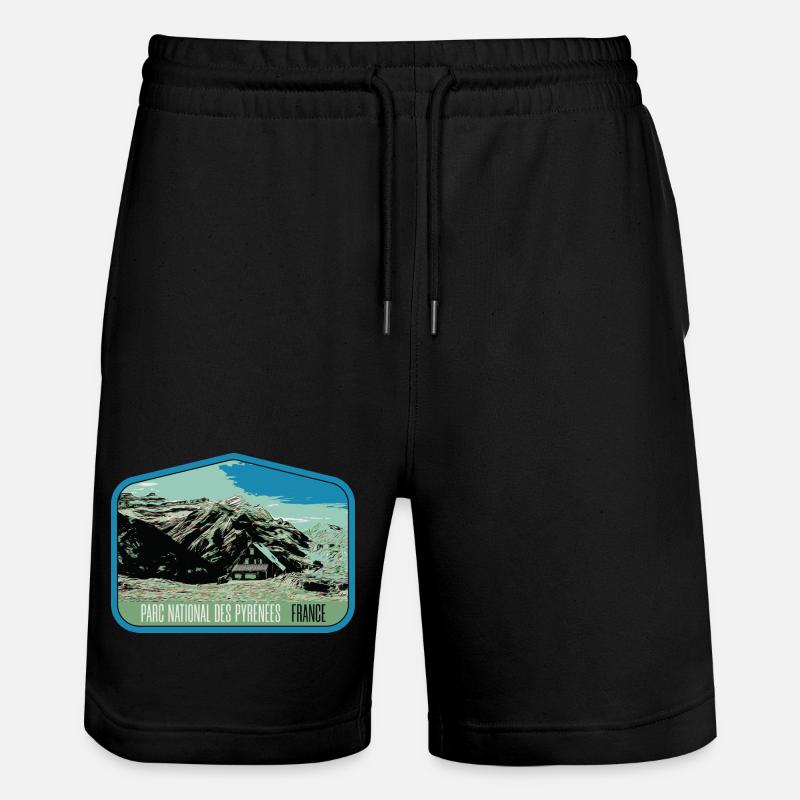 Pyrenäen-Landschafts-Wappenschild: Authentische Natur - Stanley/Stella Unisex Bio Joggingshorts Trainer - Schwarz