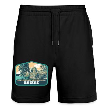 Écusson Paysage Brière : Nature Authentique - Short de jogging bio TRAINER Stanley/Stella unisexe - noir - Devant - Nik (191cm) & Marisol (170cm)