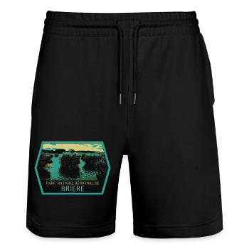 Marais Parc naturel de Brière: Authentic Nature - Stanley/Stella Trainer Unisex Organic Jogging Shorts - black - Front - Nik (191cm) & Marisol (170cm)