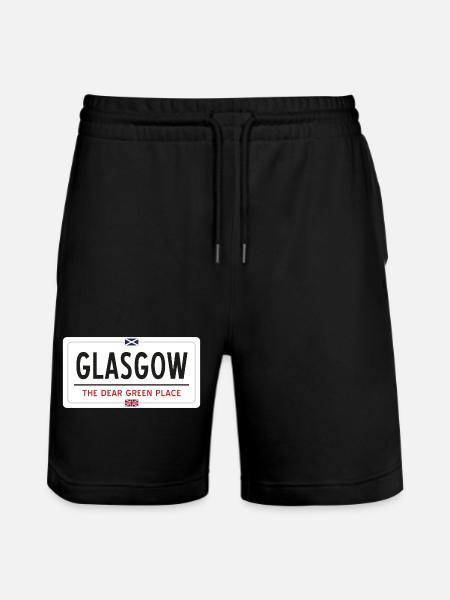 Glasgow Ortsnamensschild - Stanley/Stella Unisex Bio Joggingshorts Trainer - Schwarz