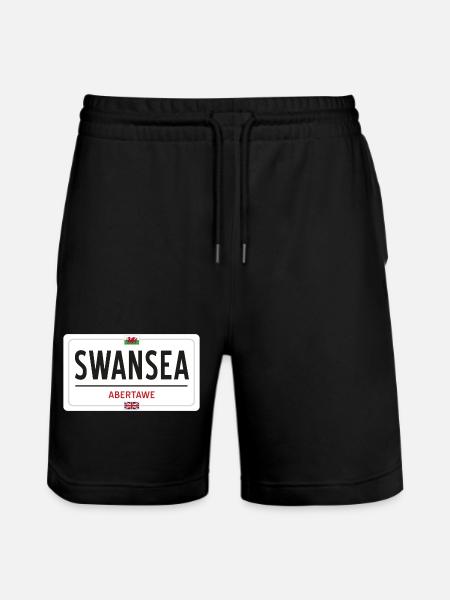 Swansea town sign - Stanley/Stella Trainer Unisex Organic Jogging Shorts - black