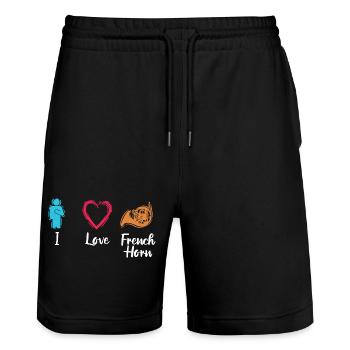 J’adore le cor français - Short de jogging bio TRAINER Stanley/Stella unisexe - noir - Devant - Nik (191cm) & Marisol (170cm)