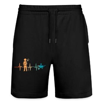 Battement de cœur jardinier - Short de jogging bio TRAINER Stanley/Stella unisexe - noir - Devant - Nik (191cm) & Marisol (170cm)