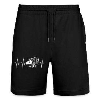 Heartbeat Motorcycle Biker Custom Symbol Pulse icon - Stanley/Stella Trainer Unisex Organic Jogging Shorts - black - Front - Nik (191cm) & Marisol (170cm)