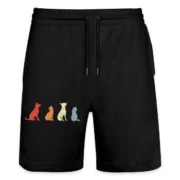 Vintage Cats and Dogs - Stanley/Stella Trainer Unisex Organic Jogging Shorts - black - Front - Nik (191cm) & Marisol (170cm)